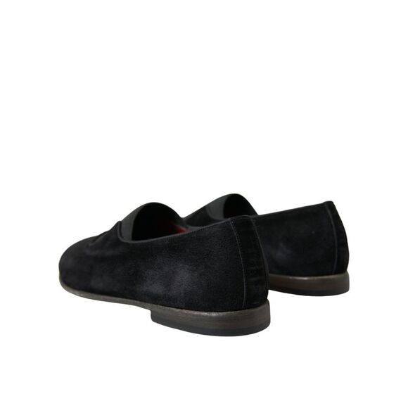 Dolce & Gabbana Black RUNWAY Velour AMALFI Loafers Men's Shoes